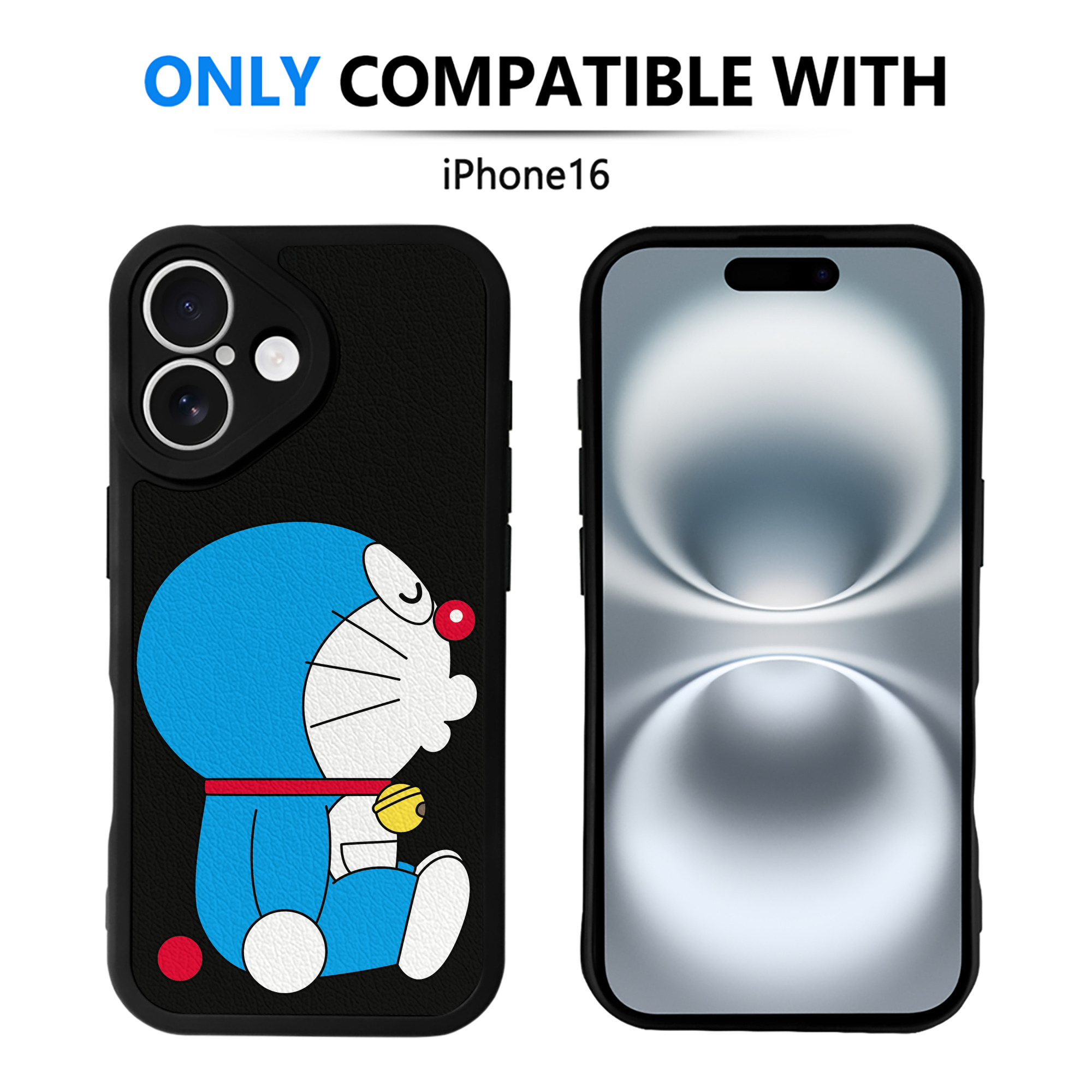 （画像用） ドラえもん Doraemon 【iPhone 16シリーズ対応】シリコンスマホケース（レザー調） 材質：シリコン